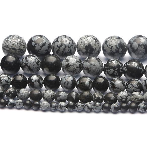 

32 ~ 93 шт. круглые бусины из натурального снежинки из обсидиана для изготовления ювелирных изделий своими руками