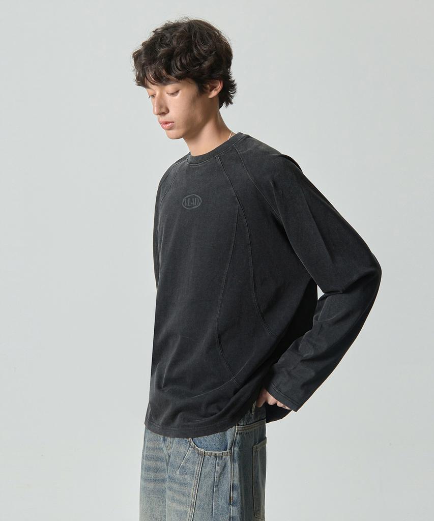 Dimiteulibeullaeg Vlad Pigment Slash Long Sleeve T-Shirt_Charcoal