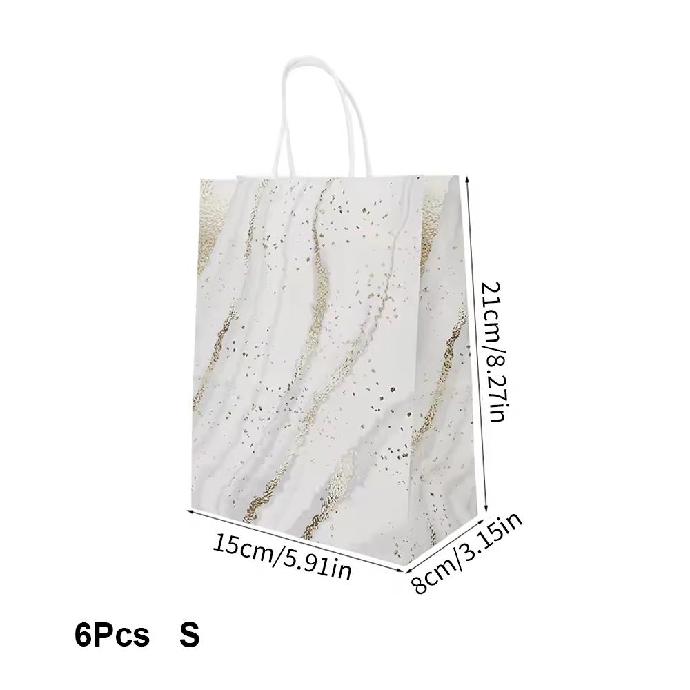 6Pcs Gold Marble Gift Bag with Handle Paper Gift Wrapping Bags for Birthday Wedding Party Supplies