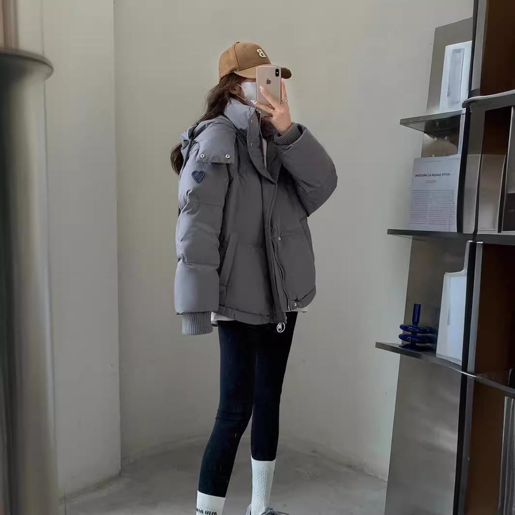 Women Short Down Cotton Jacket Women Harajuku Winter Couple Bread Style Outerwear Casual Thick Warm Hooded Parkas