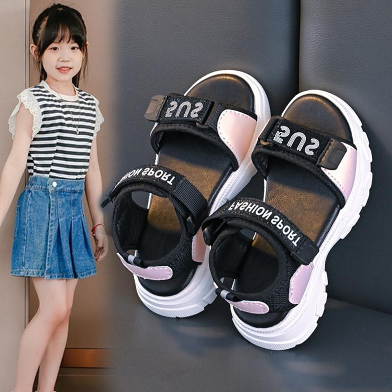 Kids Sandals Open Toes Non-slip Soft Sole Boys Beach Shoes Hook&loop 2025 Summer New Girls Sports Shoes Unisex Trendy Running
