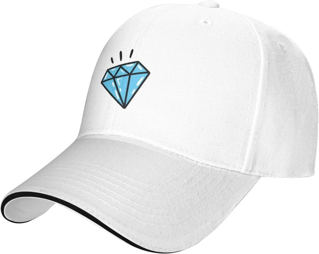 Diamond Print Baseball Cap Polyester Casual Adjustable Sandwich Brim Hat for Adult Unisex