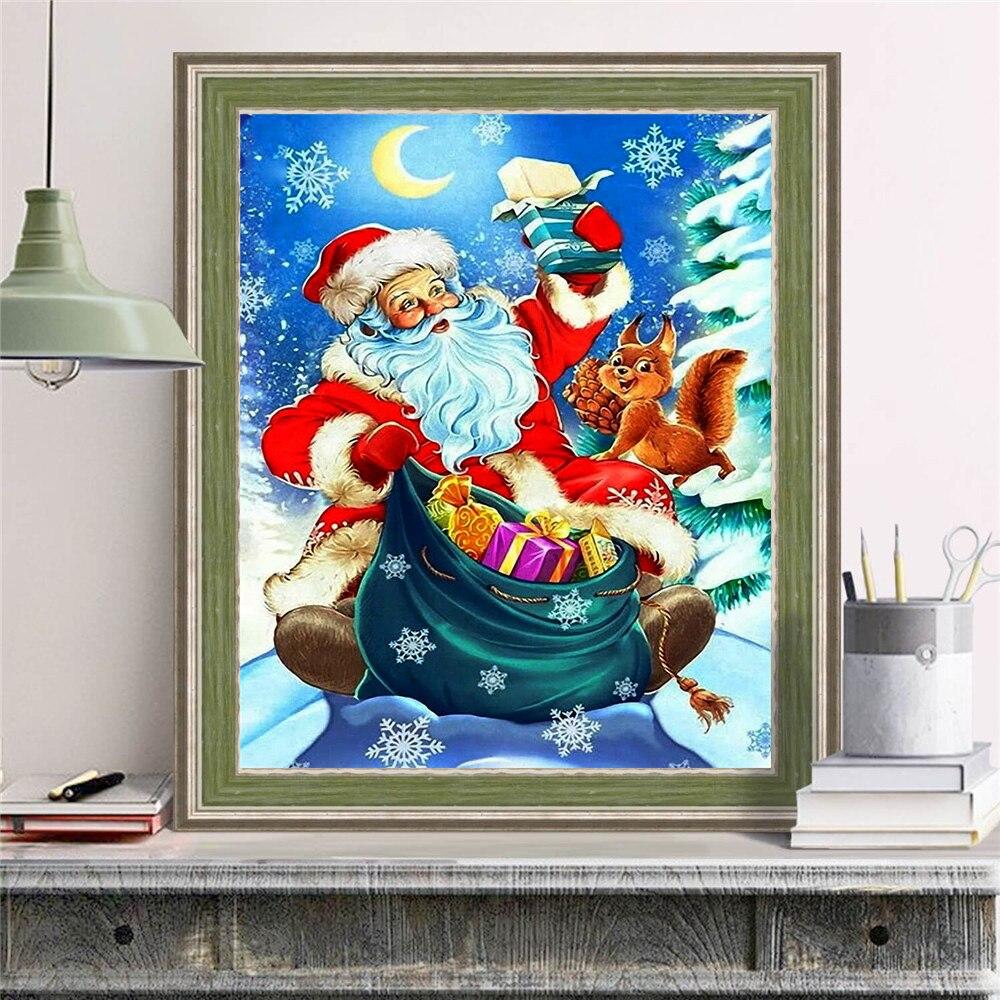 Pictură cu diamante Moș Crăciun Artă Strass Vanzare Broderie cu diamante Mozaic Desen animat Zăpadă Acotură Decorare de Crăciun