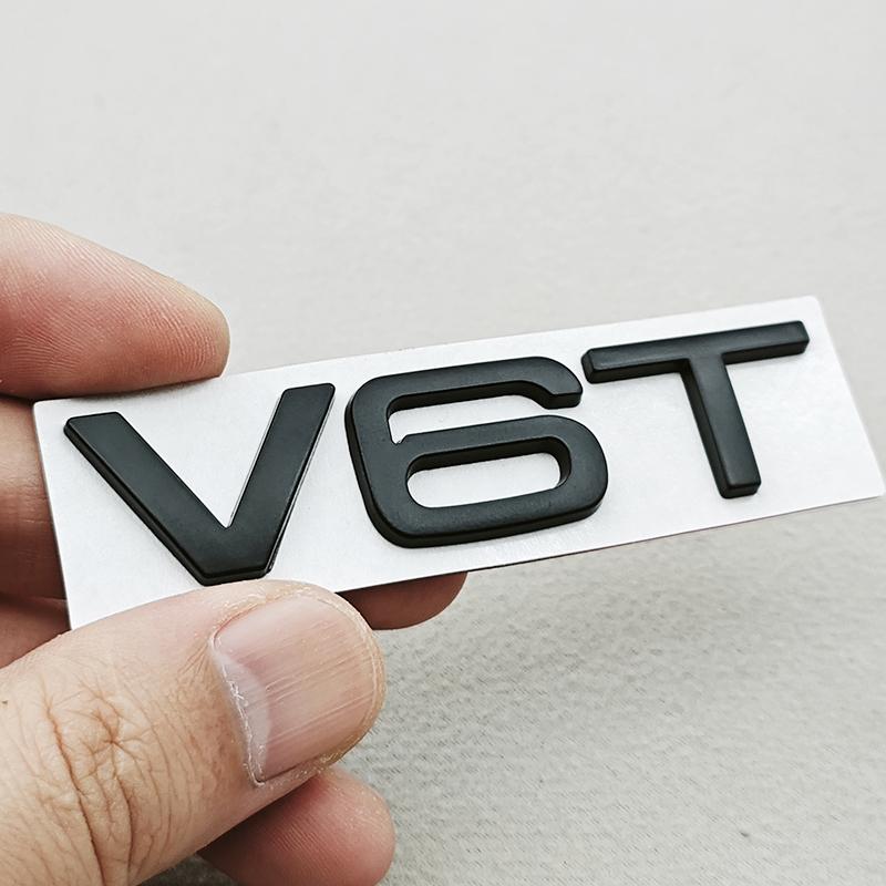 3D Metal Car Sticker Fender Side Badge Logo V6T V8T Rear Trunk Emblem Decals For Audi S4 S5 S7 A6 SQ7 SQ5 Q8 S8 Auto Accessories