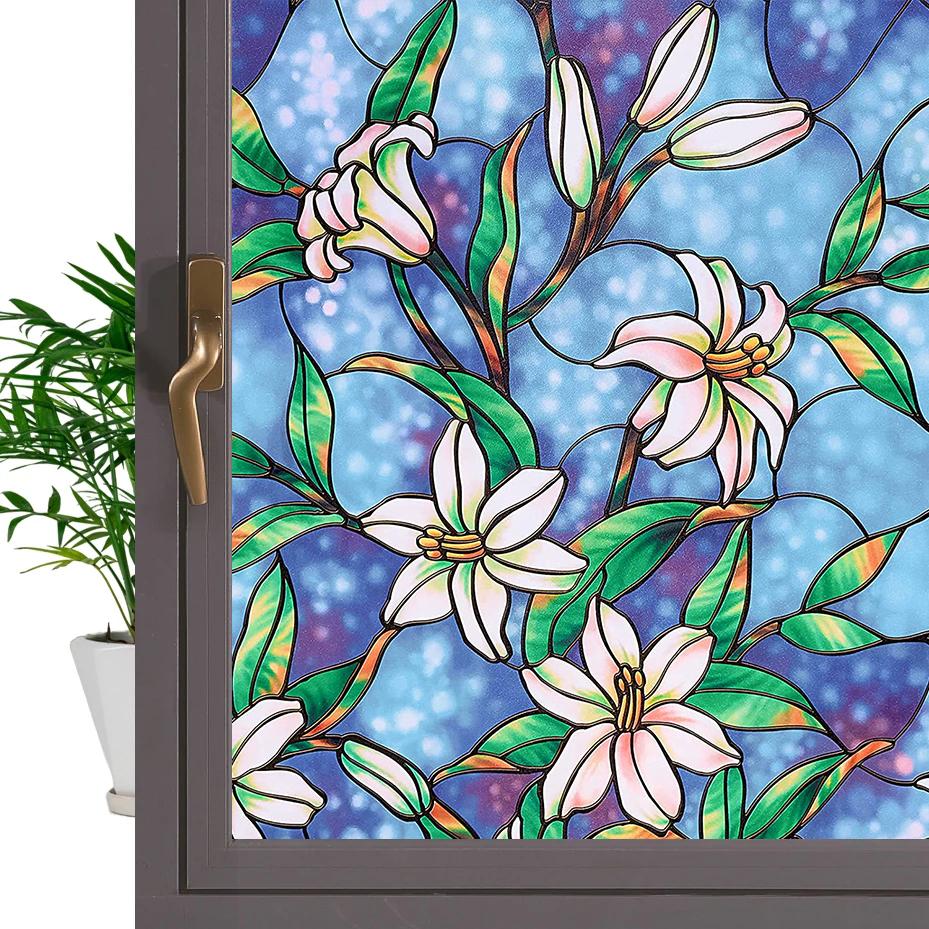 3D Krystall Vindusfilm Personvern Beskyttelse Glass Vinyl Farget Statisk Selvklebende Fester Hjem Dekorativt Vindusklistremerke for Glass