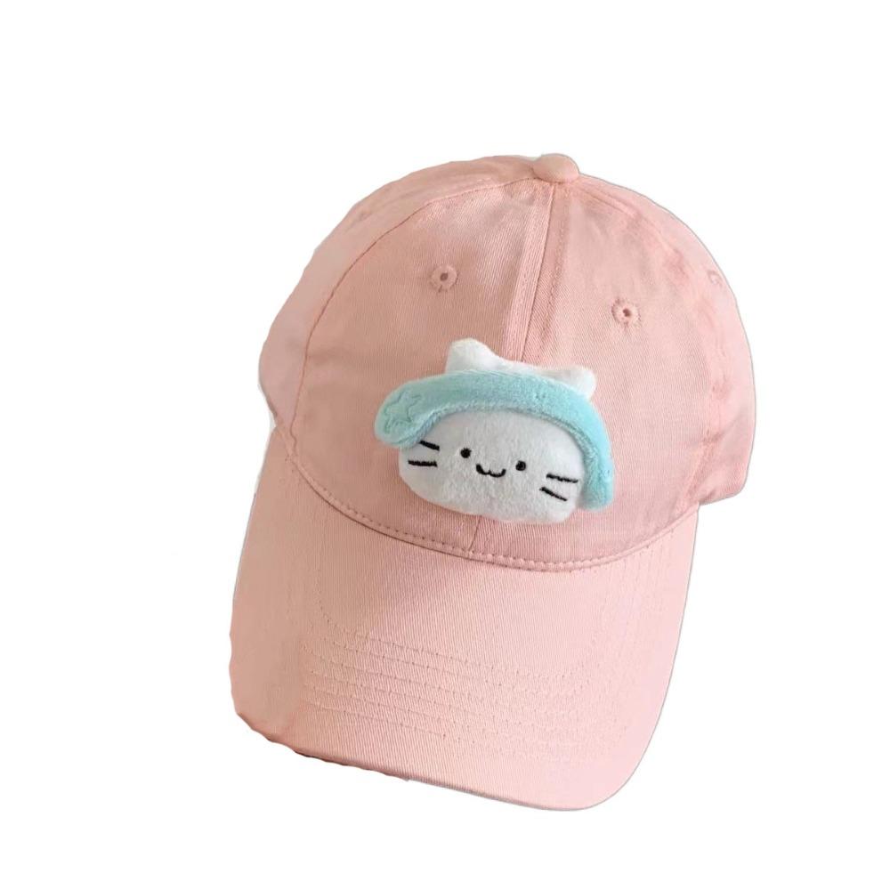 Korean Style Plush Doll Baseball Cap Solid Color Peaked Cap Fashion Earphone Cat Sun Hat  Men