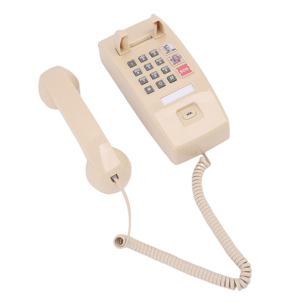 Retro Wall Phone Easy To Use 3 Levels Volume Wall Mounted Landline Telephone for Home Desk