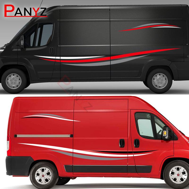 4Pcs/Lot Car Stickers For Peugeot Boxer Citroen Jumper Fiat Ducato Accessories Camper Van Styling Stripes Graphics Vinyl Decals
