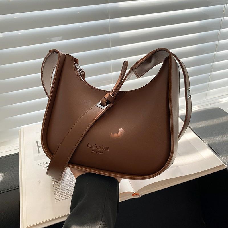 

Маленькая дизайнерская женская черная сумка, простые ретро-сумки через плечо, роскошные женские сумки из искусственной кожи, однотонная сумка-ведро через плечо 25x7x21cm кофейный