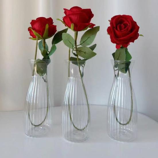 3/5/10Pcs Plastic Vase Transparent Color Single Stem Vase Lightweight Smooth Reusable Vase Dining Table Decoration