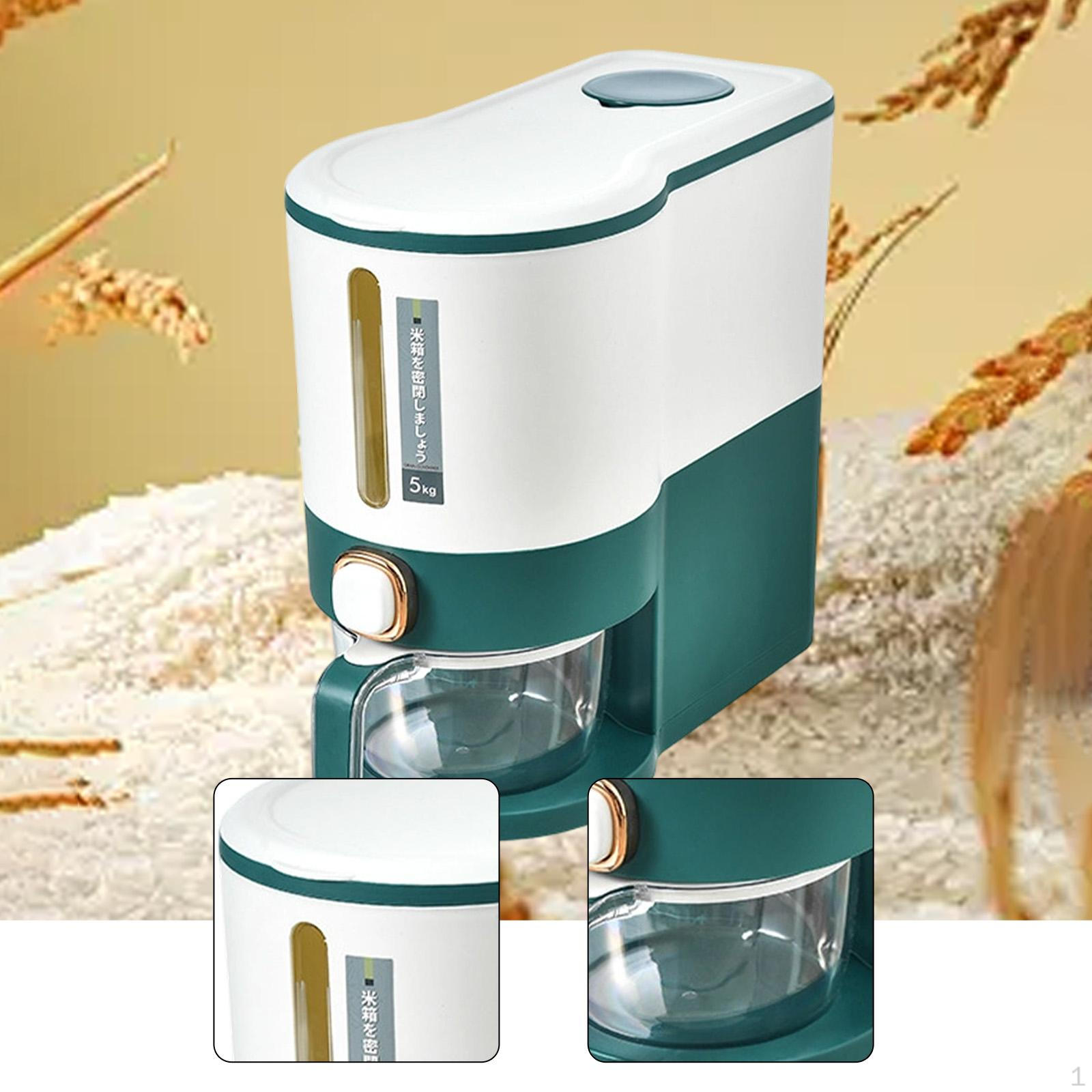 

Rice Storage Bin Cereal Container Airtight Lid Food Bucket for Kitchen Countertop зелений