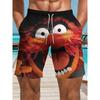 Fashionable Fun Comfortable Plus Size Drawstring Loose 3D Shorts Men Creative Colorful Summer Leisure Holiday Cool Daily Versatile Shorts