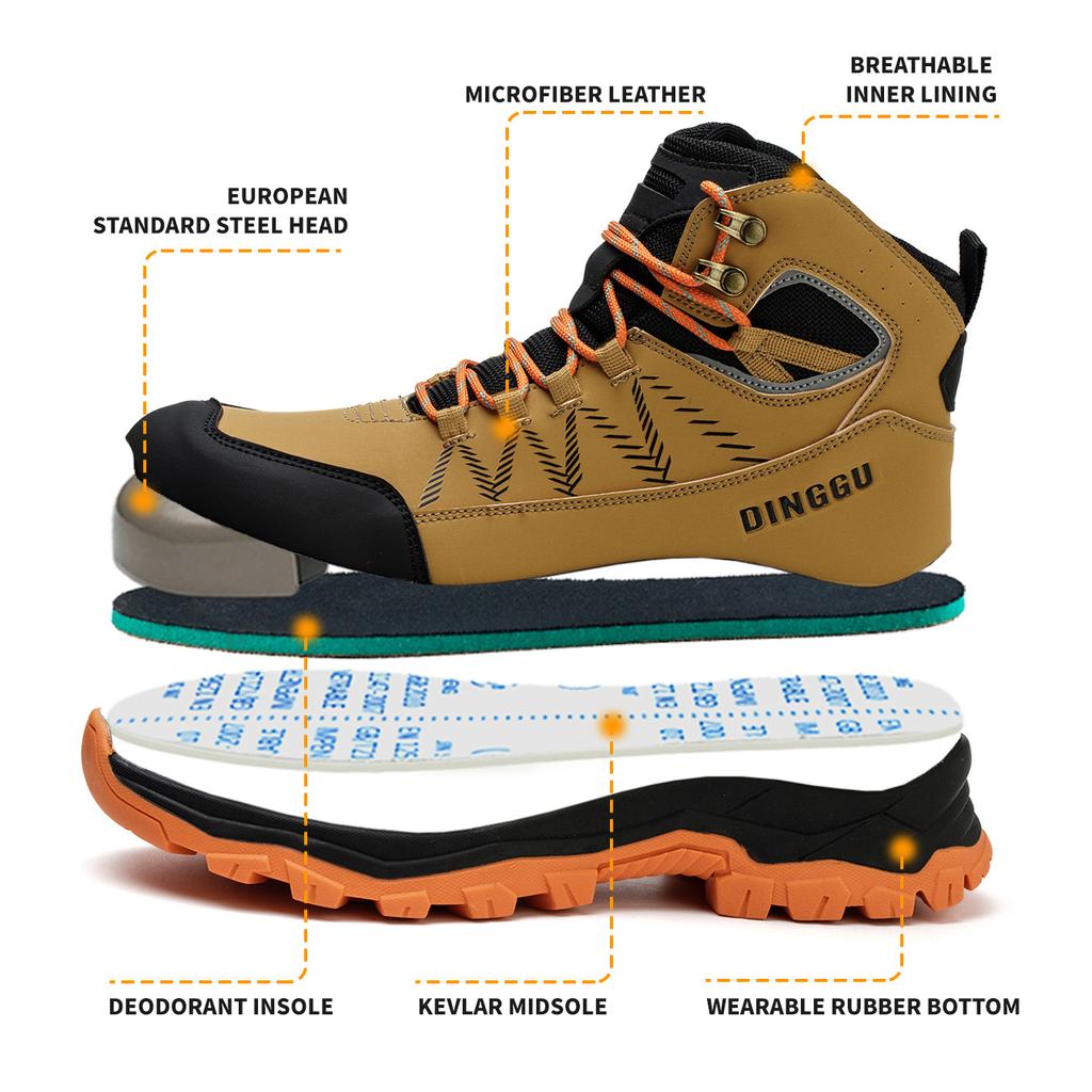 Comfortable Safety Shoes for Men With Anti-Slip Rubber Sole Steel Toe Work Boots for Factory Workers Indestructible Men Boots