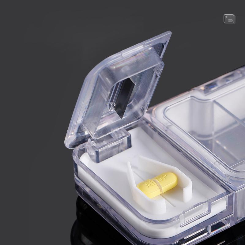 Tragbare Multifunktions-Dichtungs-Medikamentenbox mit Cutter 3-in-1 für den Heimgebrauch 3 Fächer Große Kapazität Medikamentenbox Mörser