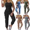 Cargo-Jumpsuit Knöchelgebunden Schulterträger Frühling Sommer Einfarbige Neckholder-Jumpsuit für