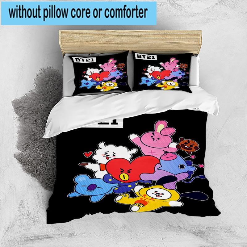 3PCS K-pop Cartoon Friends 3pcs Bedding,Including 3PCS Duvet Cover And 2pcs Pillowcases Perfect for Christmas,Ideal for Bedroom, Dormitory