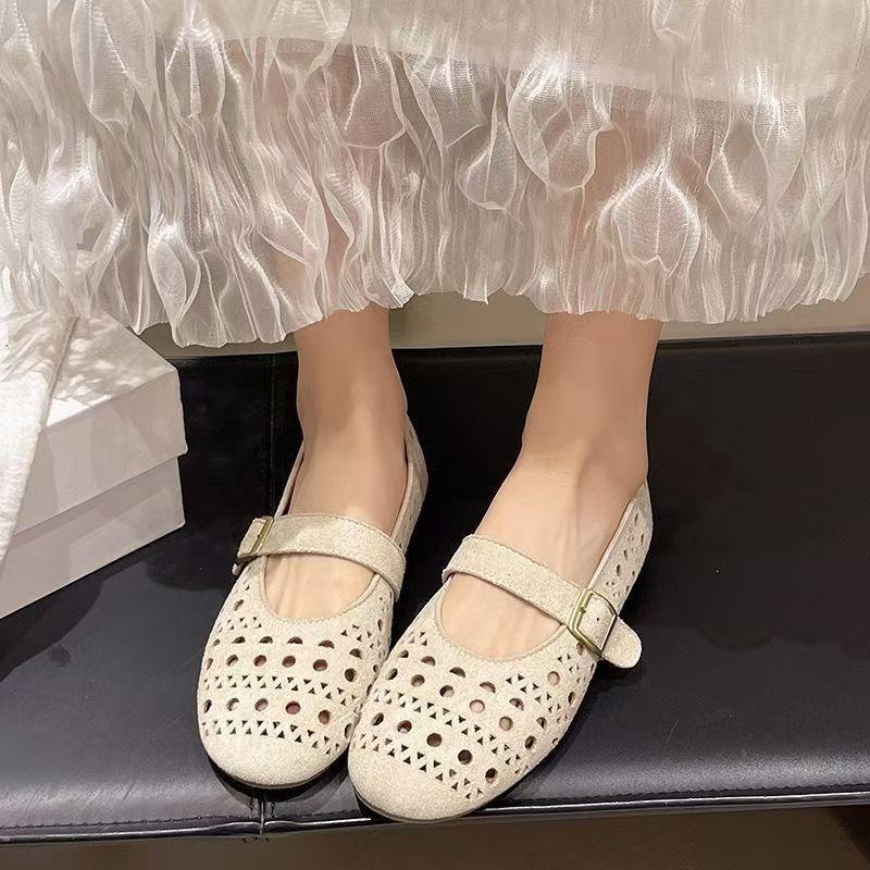sole heel four seasons daily casual flat heel soft sole hole breathable women's single shoes light and versatile