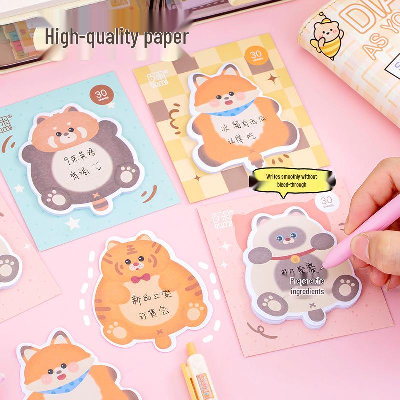 Pummelige Tier-Cartoon Haftnotizen - Unregelmäßiger Notizblock, 30 Blatt