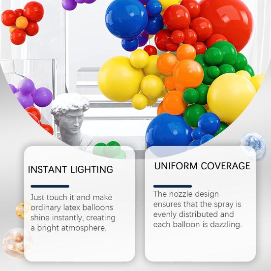 Balloon Shiny Spray 60ml Brightener Spray for Latex Balloons Easy To Use Balloon Shine Spray for Lasting Gloss Finish