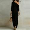 Women Long Sleeve Knit Ruched Split Maxi Dress Casual Loose Fit Off Shoulder Design Soft Fabric Elegant Style