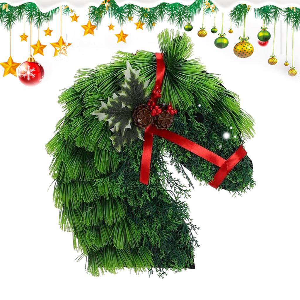 Kleiner handgewebter Pferde-Kranz 2D Pferde-Kopf-Kranz Realistischer Feiertags-Girlande Handgemachter Weihnachts-Pferdekopf-Kranz Für Schlafzimmer