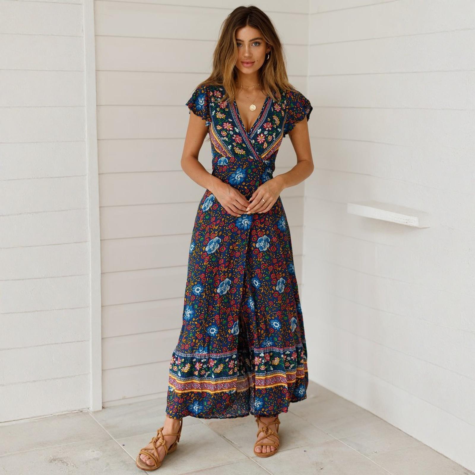 

Fashionable Women s Leisure Vacation Printed Dress Sexy Long Skirt For Women XXL