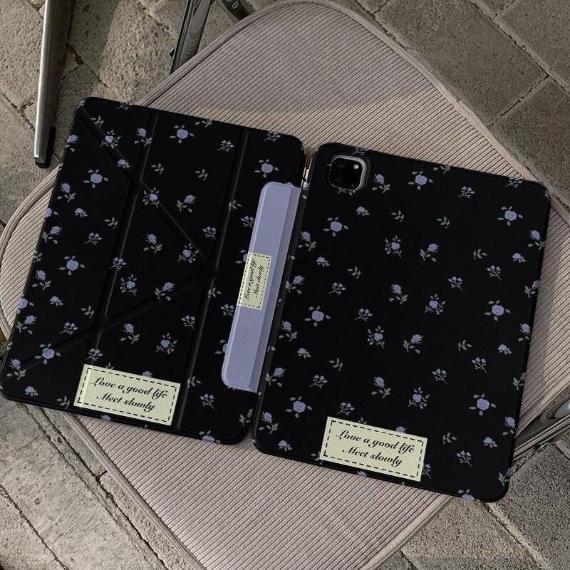 Korean Floral Tablet Case IPad Mini Air 8 Pro 13 With Magnetic Stand Stylus Slot