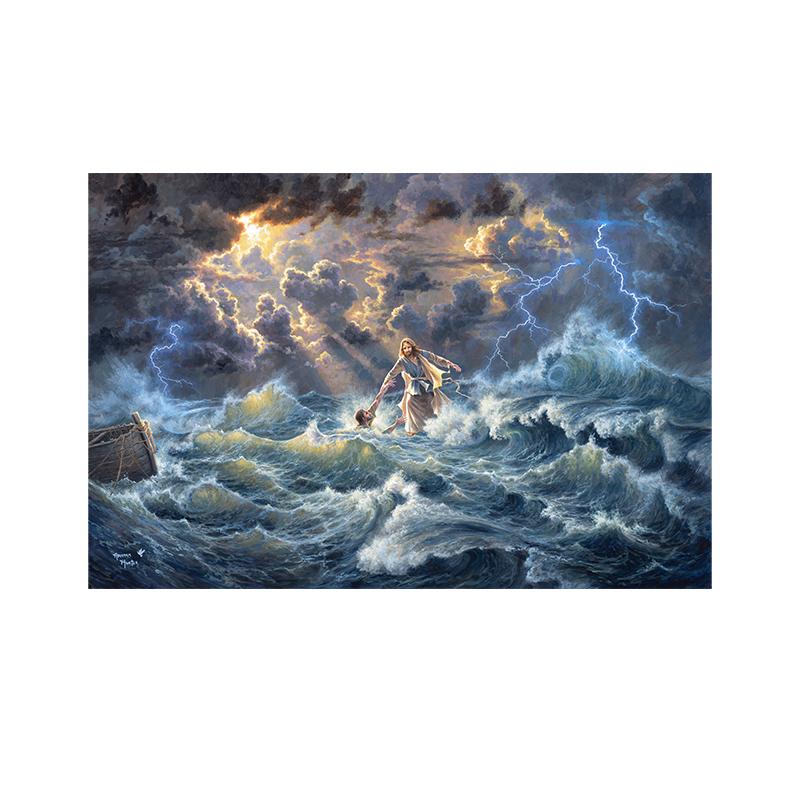 

Inspirational God Jesus Lion Christian Art Canvas Painting Print Give Me Your Hand Wall Decor Poster for Living Room Home Decor Unframed 20x30cm