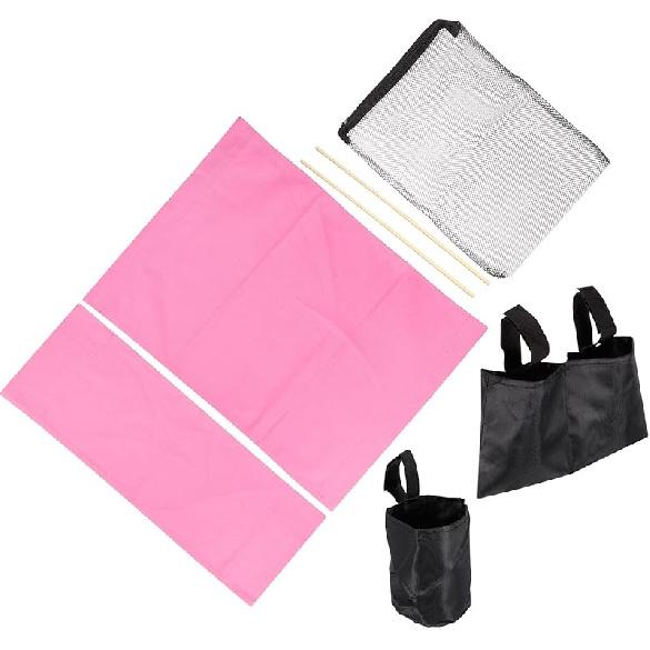 PATIKIL Director Chair Accessories Set, 5in1 Set Makeup Chair Canvas Replacement Kit and Portable Side Storage Bags, Hanging Mesh Bag, Rose Red
