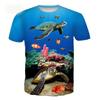 3D Tortoise Fish Printed Kids Short-Sleeve T-Shirt Marine Animal O-Neck Style Outdoor Daily Play Outfit