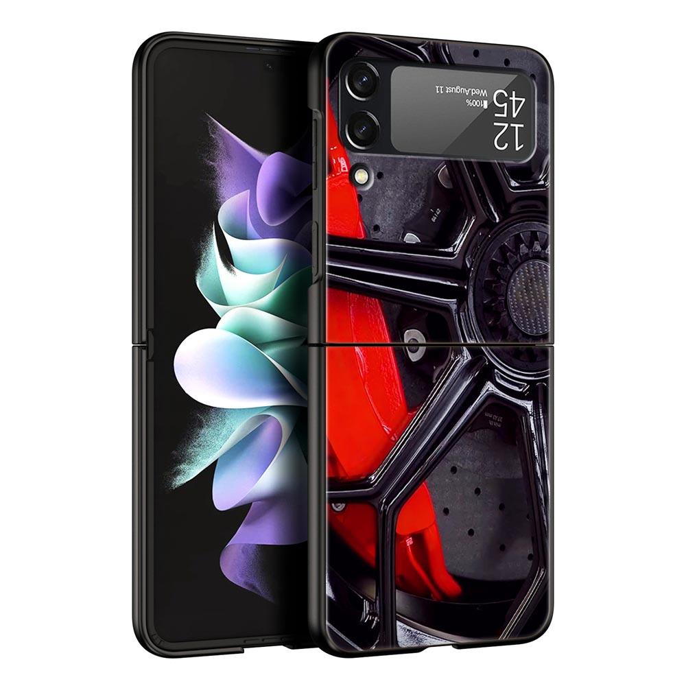 

Hard PC Phone Case For Samsung Galaxy Z Flip 7 6 5 4 Black Cover For Galaxy Z Flip 3 Foldable Capas Sports Car Wheel Tire Speed Z Flip 4
