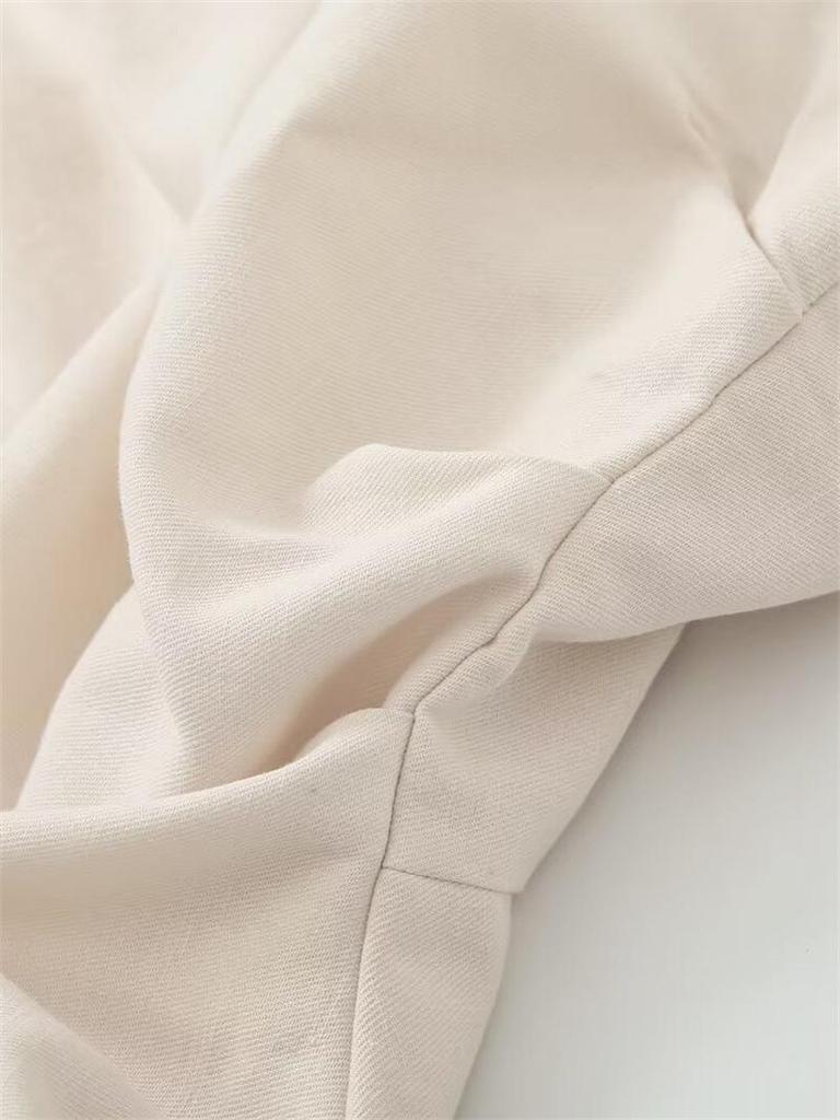 Europäischer Stil Herbst 2025 Plissiertes Bandeau Leinenmischung Kurzes Kleid