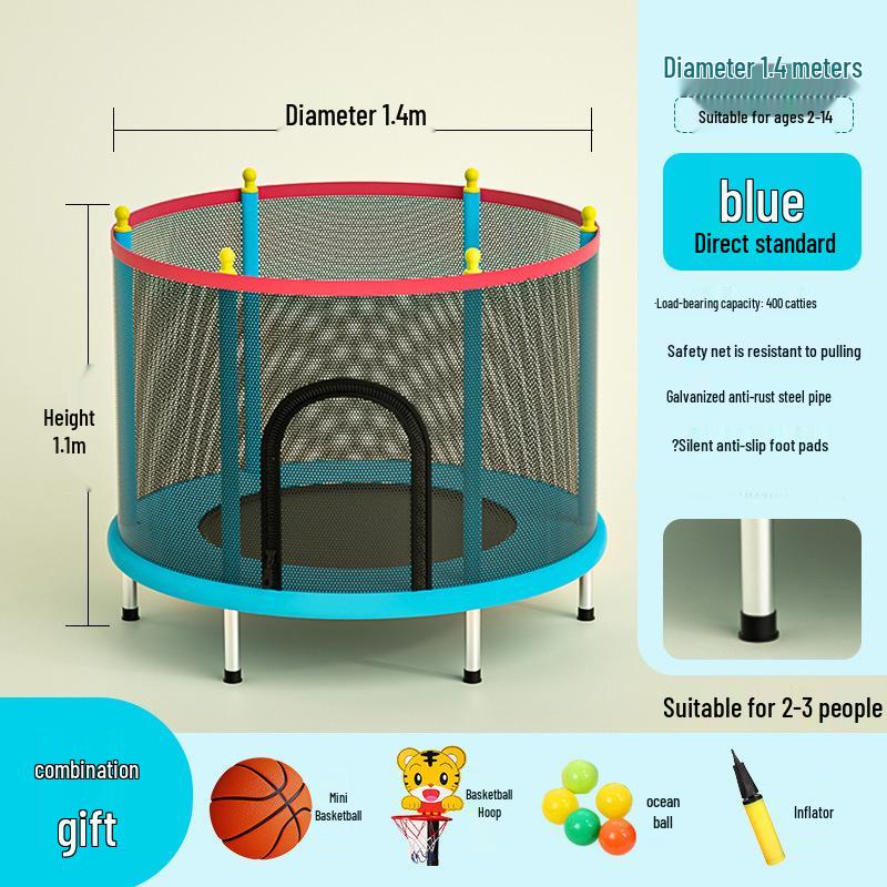 Indoor Family Trampoline with Safety Net for Kids and Adults