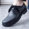 New men's casual single shoes round head lace-up daily solid color fashion low-top flat men's shoes