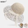 Women's Summer Lace Bow Wide Brim Straw Hat - Breathable Sun Protection, Korean Style Beach Hat