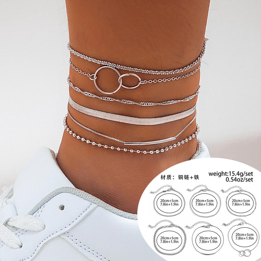 Sweet and Cool Casual Rhinestone Beach Anklet Simple Snake Bone Chain Thin Chain Anklet Female