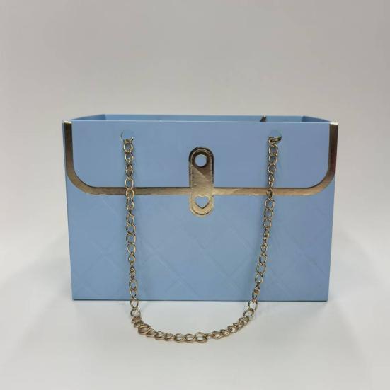 Papírová dárková krabička s květinami a kovovým řetízkem, kbelík na ukládání kytic, malá floristická kabelka, dárková řemeslná obalová taška pro svatební oslavu, Valentýna, narozeniny