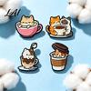 Kitten Lapel Pin Cartoon Coffee Cup Cat Brooch Enamle Pin Animal Theme Alloy Badge Clothing Accessories for Lovers Jackets Decorative Badge