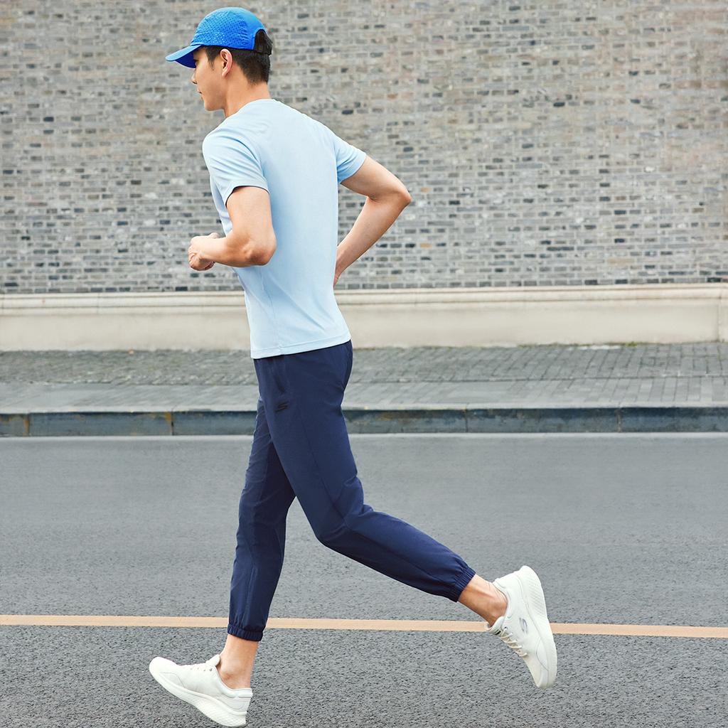 Skechers Ice Skin Quick-Dry Pants Solid Color Mid-Rise Breathable Quick-Dry Tapered Knit Sports Pants Men Pants Navy-Blue P224M106-02MZ