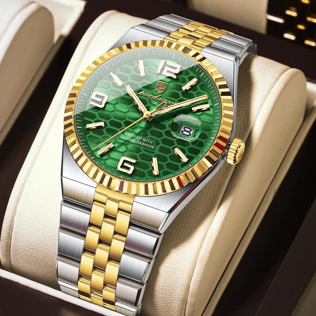 POEDAGAR Orologio da uomo originale di alta qualità Impermeabile Luminoso Data Orologio di lusso Acciaio Inossidabile Orologi al Quarzo Maschile+Scatola