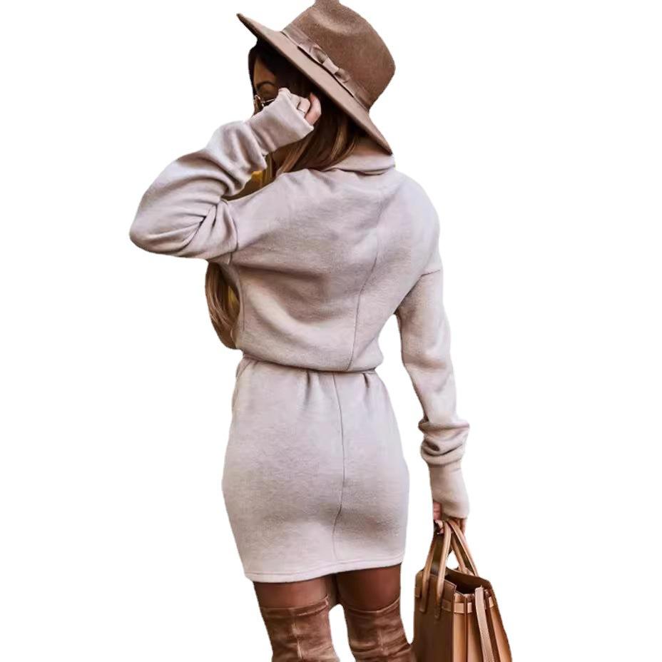 Rolák Pás Dlouhý rukáv Podzim a Zima Y2K Retro Módní Estetika Klub Párty Sexy Žena Retro Dívčí Oblečení Černé Šaty