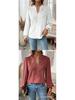 Autumn/Winter V-Neck Lace Long Sleeve Casual Solid Color Women's Top
