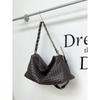 Large Capacity Woven Leather Tote Bag Chain Strap Crossbody Commuter Women