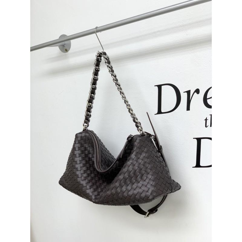 Large Capacity Woven Leather Tote Bag Chain Strap Crossbody Commuter Women