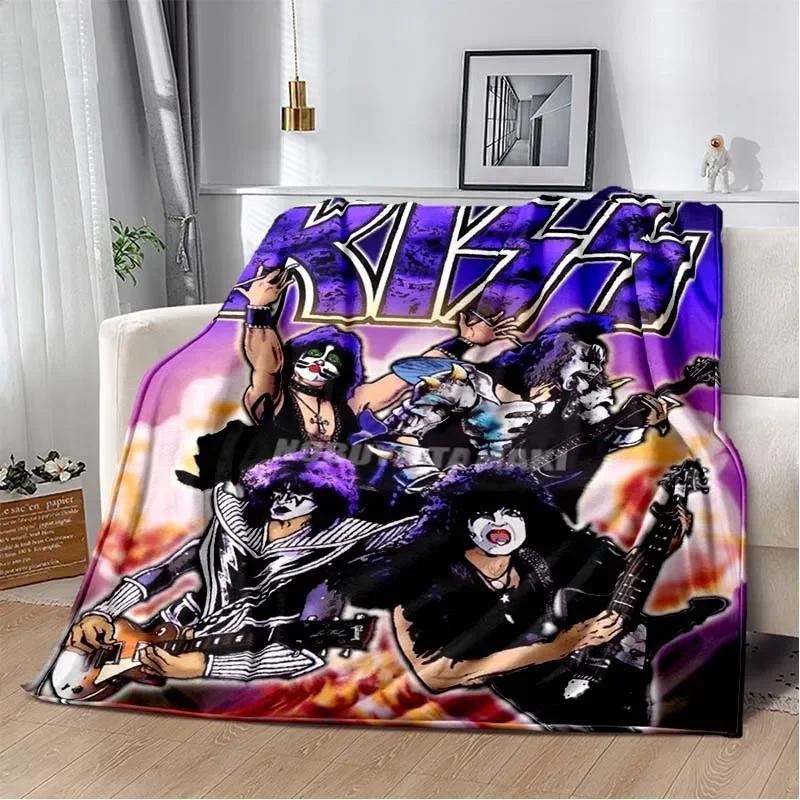 KISS Band Pattern Throw Blanket Light Weight Blanket for Living Room Bedroom Kidsroom Warm Blanket Christmas Gift