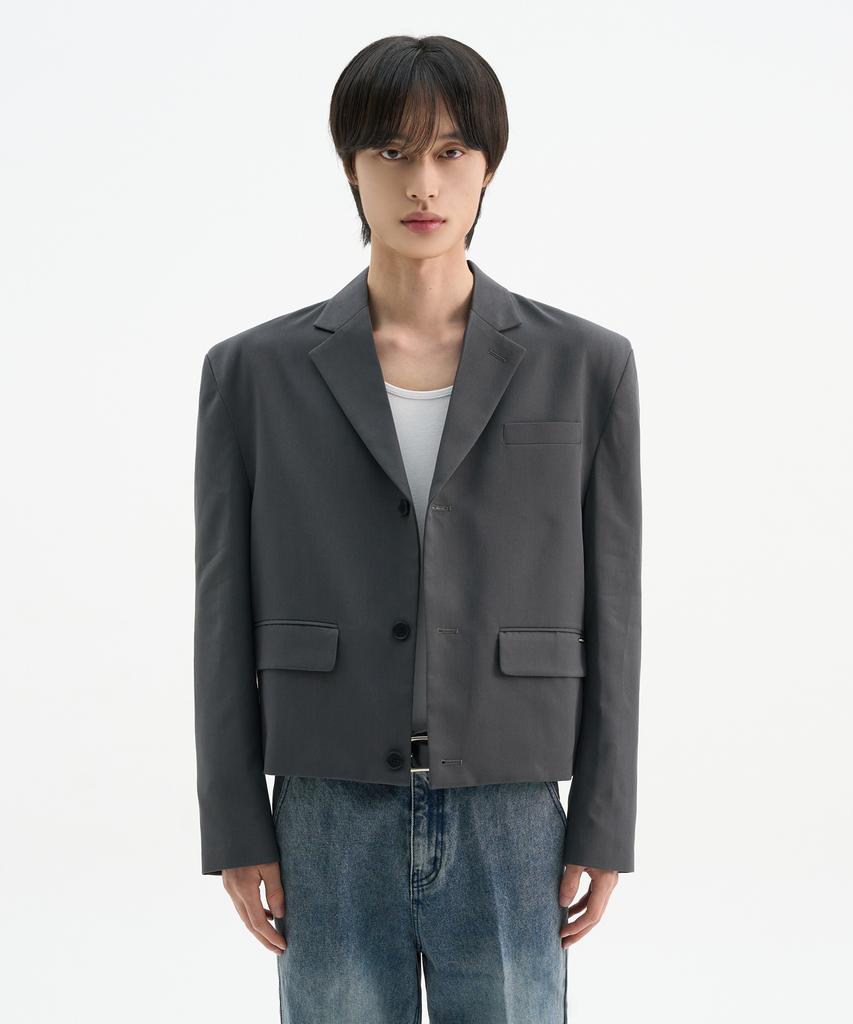 Trip Le Sens Custom 3B Crop Blazer_Grey