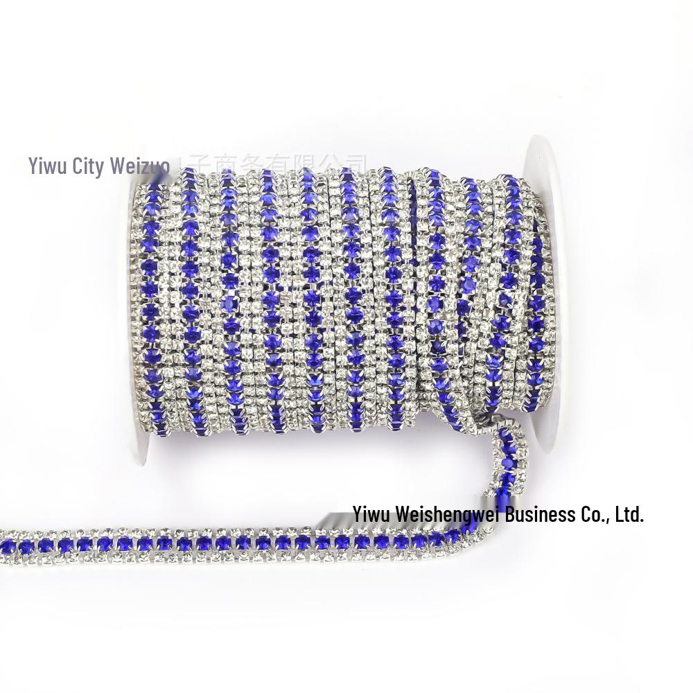 

1 ярд серебряной стразовой цепочки в 3 ряда для украшения одежды SS8 + SS16 + SS8