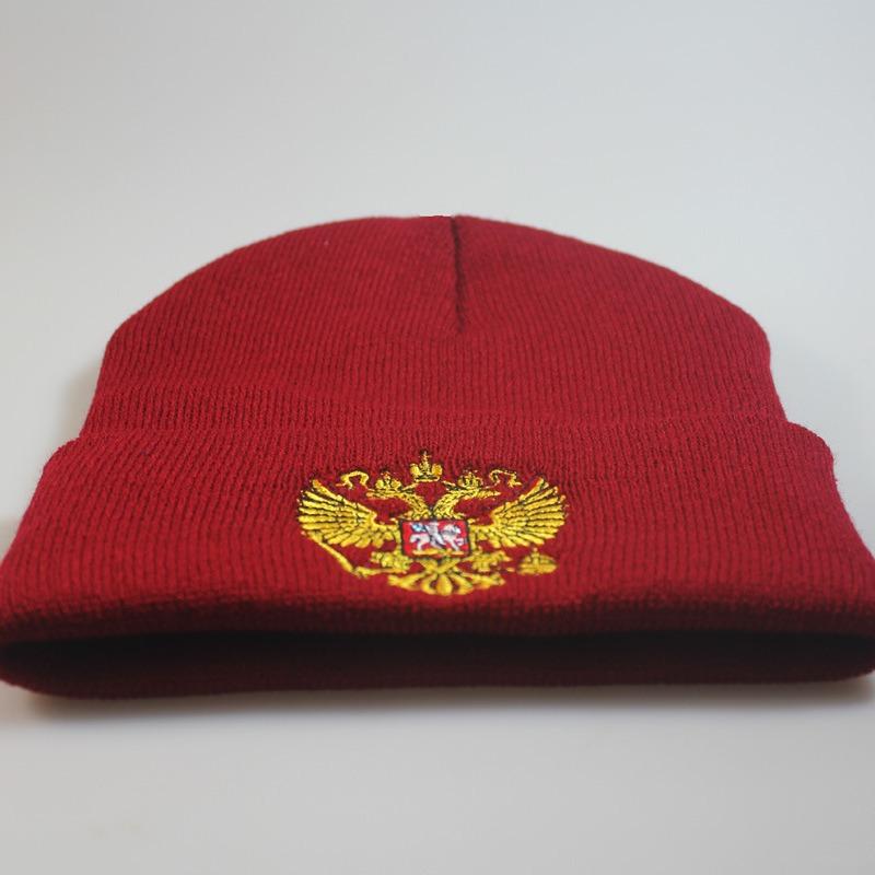 European and American trends in Russia RUSSIA National Emblem Badge Embroidered Knit Beanie Hat Autumn and winter warm hats for men and women