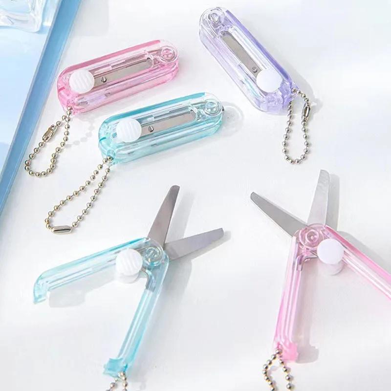 Transparent Mini Scissors, Retractable Folding Portable Scissors, Student Hand-made Paper Scissors