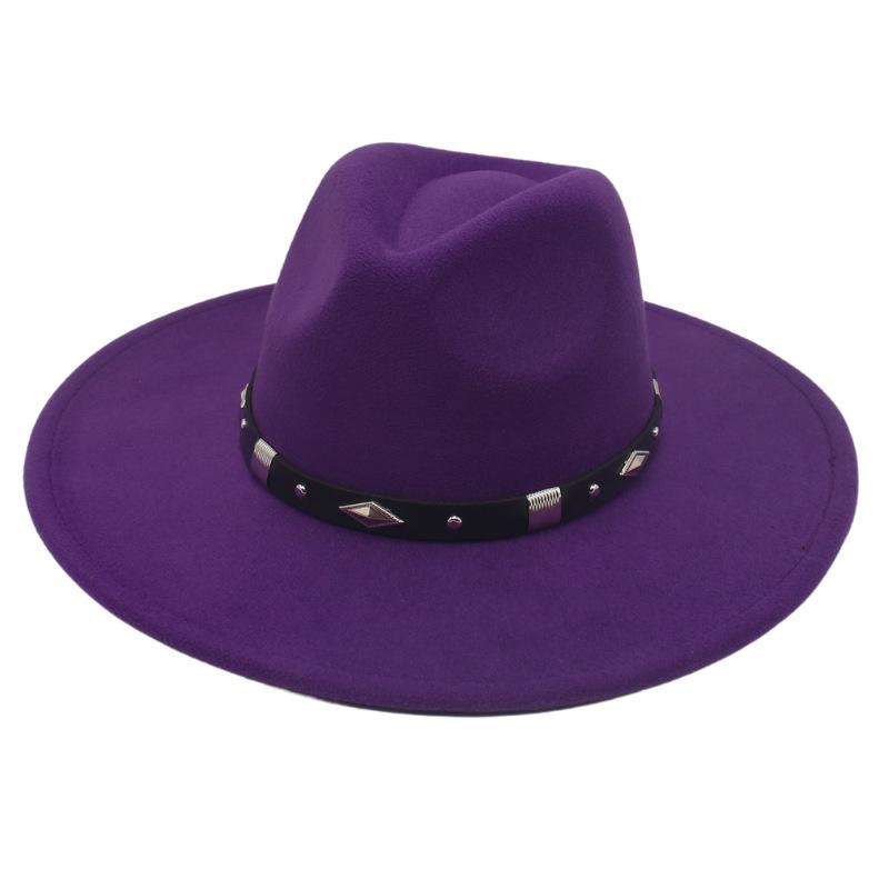 Big Brim Rhombus Metal Belt Accessories Jazz Hat Men'S And Women'S British Style Top Hat